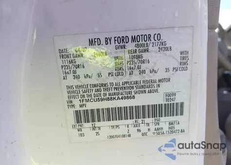 2008 Ford Escape Hybrid из США, поврежденный, VIN 1FMCU59H88KA49868